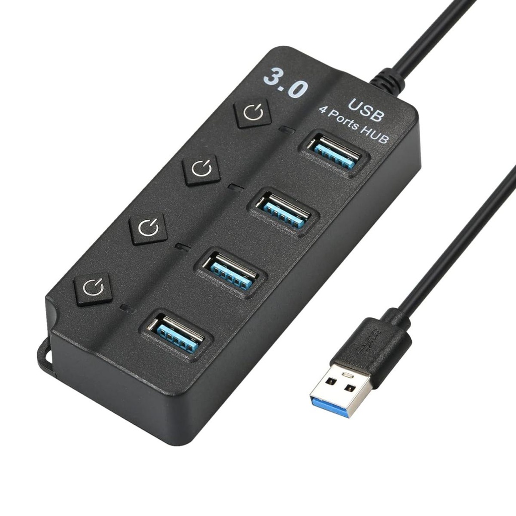 HAING HI-U304 USB 3.0 with Individual Switches and Lights 4 Port Hub 5Gbps